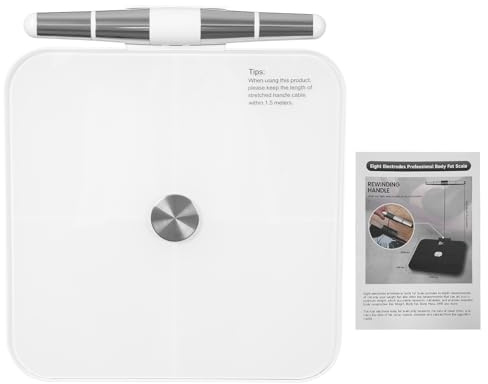 8-Elektroden Körperfettwaage mit Bluetooth & App, Digitale Personenwaage mit Handsensor für 8 Benutzer, 25 Körperdaten (BMI, Muskel, Knochen), 180kg / 400lbs, großes LCD-Display 36x32cm