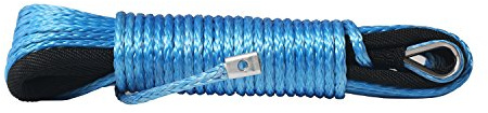 Comily Plus+ Strong Durable 3/16 x50' 5500Lbs UHMWPE Basic Car Winch Rope with Thimble Sheath and Hook-Blue Color