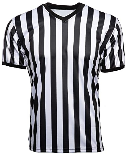 Murray Sporting Goods Men's V-Neck Referee Shirt | Men’s Official Short Sleeve Pro-Style V-Neck Officiating Halloween Costume (Large)