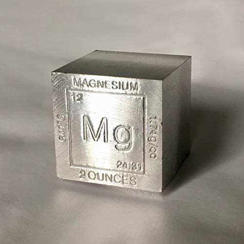 2 Unzen (ca. 58 Gramm) Magnesium (C) Würfel und lasergeätzte chemische Elementdaten. Perfekt für Sammlerstücke, Briefbeschwerer, Geschenke, Dekoration usw.