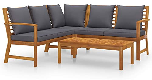 vidaXL Set Divani da Giardino 4 pz con Cuscini in Massello di Acacia