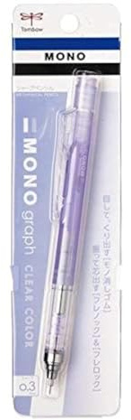 Tombow Druckbleistift, Monograph, klare Farbe, 0,3 mm, klares Violett (DPA-139F), Stifte