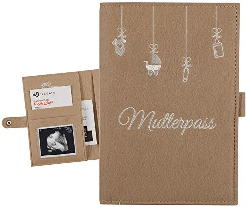 Custodia per libretto di maternità in feltro – Tasca per libretto di maternità – organizzatore per libretto sanitario con molte tasche per immagini ad ultrasuoni | regalo per donne in gravidanza