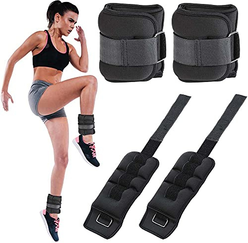 BAKAJI Set med 2 vikter för fotled och handled 1,5 kg träning aerobic gym fitness neopren tyg muskelförstärkning med justerbart spänne och remstängning totalvikt 3 kg