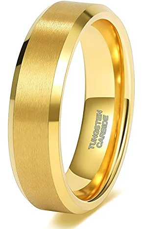 Zakk Ringe Herren Damen Gold Wolframcarbid Gebürstet Verlobungsringe Eheringe Partnerringe Trauringe 4mm 6mm 8mm