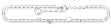 THOMAS SABO Fußkette mit Herzen und weiße Steine Silber 925 Sterlingsilber