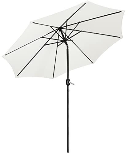 Yaheetech Parasol de Jardin Extérieur Parasol Inclinable 230cm/270cm/327cm avec 8 Baleines Cadre en Métal Protection Solaire pour Jardin Terrasse Patio Piscine Plage Balcon 270 cm Crème