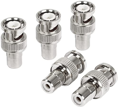 GELRHONR BNC auf Cinch-Adapter, BNC-Stecker auf Cinch-Buchse, Koaxial-Stecker für CCTV, Video, Video, Video, TV, 5 Stück, silber