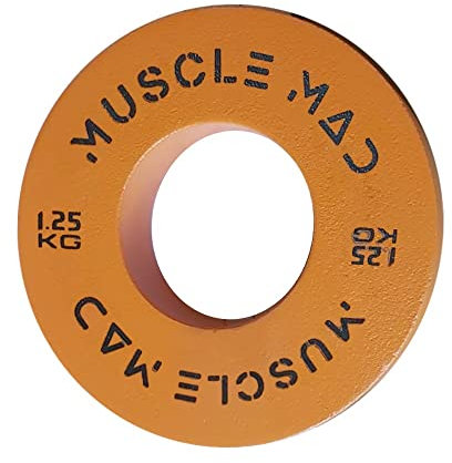 MUSCLE MAD IWF COLOURS 2 Steel Incremental Weights for Powerlifting, Olympic Weight lifting, Gym, Home Training Fractional Weight Plates, Change Plates, Colour Weight Plates 1.25kg Pair