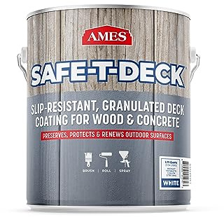 Ames Safe-T-Deck Granulated Formula Exterior Paint - 1 Gallon White Paint - Great for Porches, Patios, Decks, Walkways and More - Made in The USA, 153 Fl Oz (Pack of 1), 1.00 Gallon (Pack of 1)