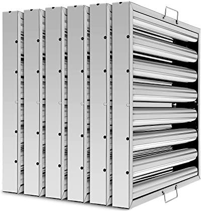 Hood Filters 430 Stainless Steel 19.5W x 19.5H Inch, 7 Grooves Commercial Hood Filters, Commercial Kitchen Range Hood Filter for Grease Rated Commercial Kitchen Exhaust Hoods, 6 Pack