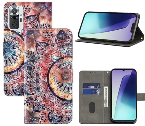BOLELAW Hülle für Xiaomi Redmi Note 10 Pro – Stoßfestes PU Leder Wallet Case mit Magnetverschluss, Standfunktion & Kartenfächern, Mandala