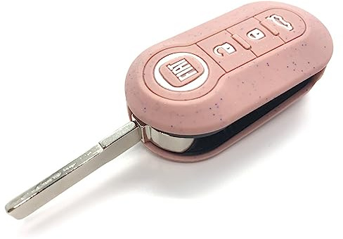 Nordecco Schlüsselhülle aus Silikon, glitzernd, für Fiat 500C 500-500L Abarth Grande Punto Brava Panda Stilo Linea 3 Tasten (Glitzer-Roségold)