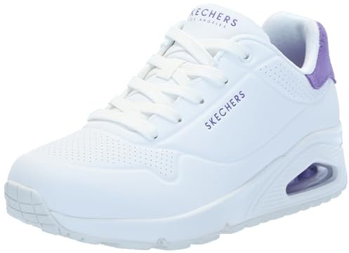 Skechers Uno, Sneaker Donna, White Durabuck Purple Suede Trim, 41 EU