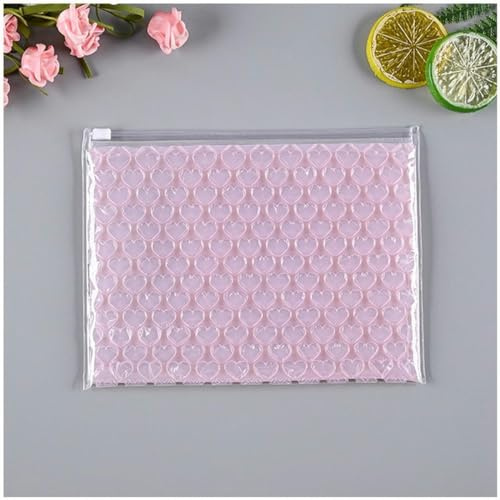 Klara bubbelpåsar dragkedja packning dämpande väska skyddande påsar för postning och förpackning hjärtformade luftkuddväskor – rosa 22 x 15 cm