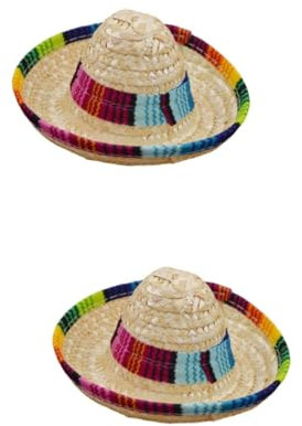 Angoily 6 STK Fiesta-Sombrero aus Naturstroh Hundeparty Weihnachtsmann-Kostüm Kleider Welpe Stilvolle Hundemütze Fischerhut für Haustier Mini Hut mit Krempe Partybedarf Hündchen der Hund