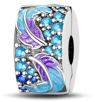 LNQOBU Clip/Stopper Charme für Armband 925 Sterlingsilber Pave Cubic Zirkonia Charms Bead Star Moon Charm Blauer Schmetterling Charm Schmuck Geschenk für Frauen