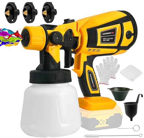 byczone Cordless Paint Sprayer Compatible with DEWALT 20V Battery,Electric HVLP Spray Paint Gun with 3 Copper Nozzle.600W Paint Gun for House Painting/Home Interior&Outdoor.(Only Tools)...