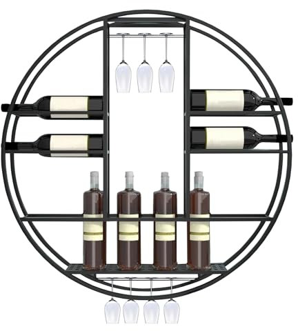 Portabottiglie a Parete,Porta Bottiglie di Vino da Parete,Mobile Bar Moderno in Metallo,Portabottiglies Wine Scaffale,Vetrinetta da Paretes,Porta Calici da Paretes,per Bancone Casa,Cucina,Cantina