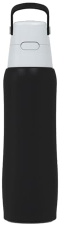 Dafi SOLID STEEL COLD Isolierflasche mit Filter 500ml, Schwarz - BPA-frei Thermosflasche aus Edelstahl, Trinkflasche mit Strohhalm, Thermos bis 24h kalt - Wasserflasche für Sport & Freizeit