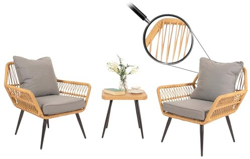 Mendler Poly-Rattan Garnitur HWC-N34, Balkon-Set Gartengarnitur Sitzgruppe Stuhl Beistelltisch - dunkelgrau