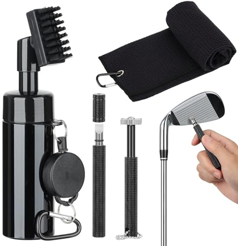 HUIJUTCHEN Golfschläger Reiniger Bürste, Golfschläger-Rillenreinigungswerkzeug Golf Rillenschärfer Golf Handtuch mit Clip Golfschlägertasche Zubehör Golf Geschenk für Männer Vatertag Thanksgiving