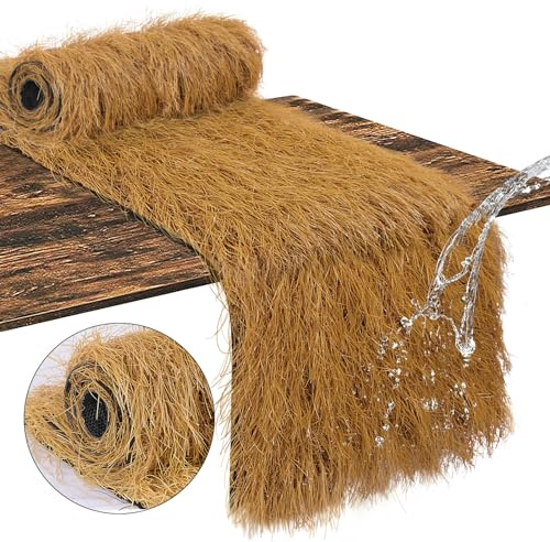 VIJIV Faux Grass Thatch Straw Table Runner Outdoor, 13 x 72 Fake Grass Hay Stacks Table Centerpieces Party Decorations for Modern Farmhouse, Western Themed Cowboy Decor, Home Rustic Decor