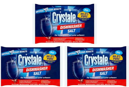 Crystale Dishwasher Salt 2kg Pack of 3 in-Wash Cleaner Detergent Watermark Limescale Grease Remover Degreaser with Welari Thank You Card |(3pack) (6kg)