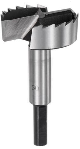 QUARKZMAN Forstner Bohrer 1-49/64 (45mm) aus Karbonstahl mit mehreren Zähnen zum Bohren von Holz mit Scharnierfräser mit 25/64 Dreiecksschaft für Hartholz Weichholz