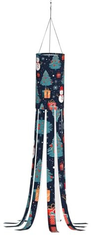 YQTGBCED Windsäcke mit Weihnachts-Schneemann-Druck, Herbst- bis Winter-Windsäcke, hängende Dekoration für Thanksgiving, Polyester-Windsack