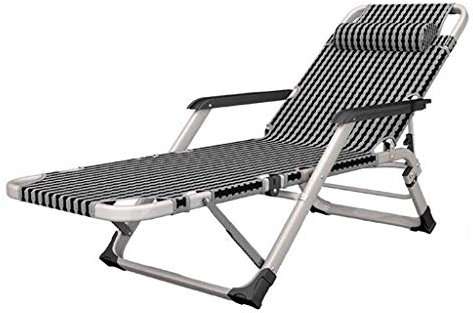 - Aluminium Liegestuhl, Sonnenliege Gartenliegen Klappstuhl Liegestuhl Liegestuhl Klappbarer Loungesessel Mittagspausen-Liegestuhl Rückenlehne Lazy Home Nap Chair Büro-Strandstuhl (Schwarz) Das Neue