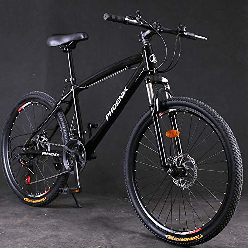 Hardtail Mountainbike 26 Zoll für Erwachsene Frauen, 21/24/27-Gang-Mountainbike für Mädchen mit mechanischen Scheibenbremsen, All-Terrain-Trailbikes, Rahmen aus Kohlenstoffstahl,Schwarz,27 Speed