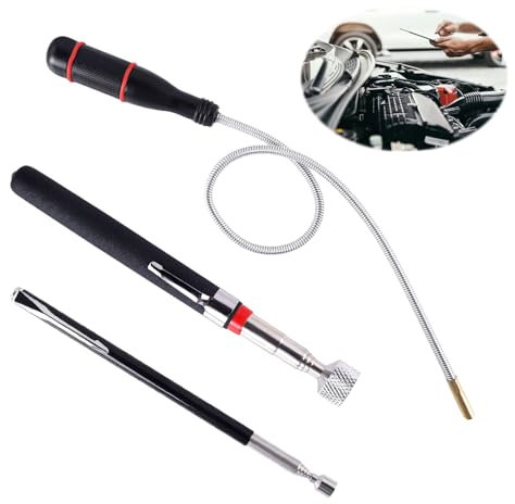 3 Pièces Aimant Telescopique, 60CM Magnétiques Télescopiques, Outil de Ramassage Magnétique Flexible Tige Aimant Mecanique pour Récupérer Petites Pièces,Clés,Pièces Automobiles(1.5 LB 3 LB 5 LB)