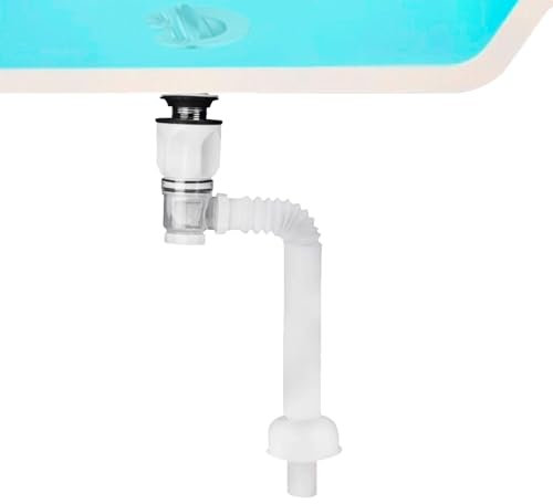 Zuasdvnk Abflussrohr-Set für Waschbecken, geruchshemmendes Rohr, Waschbeckenablauf-Set, Ersatzteile, Waschbecken-Sanitär-Set, Anti-Verstopfungsrohr, Badezimmer-Waschbeckenabflussrohr