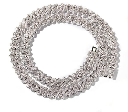 Dicke kubanische Gliederkette für Männer 18K Gold plattiert 13mm Iced Out Pink CZ Diamond Miami kubanische Halskette und Armband Gliederkette Choker Luxus Hip Hop Schmuck Geschenke für Frauen Männer