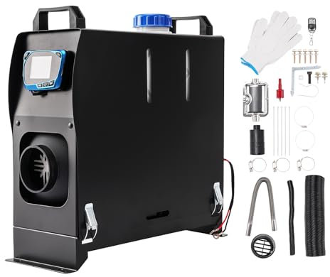 Calentador de aire diésel de 2KW y 12V, todo en uno, calefacción de estacionamiento de 1 orificio con pantalla LCD, control remoto, temperatura constante, temporizador, calentador rectangular para