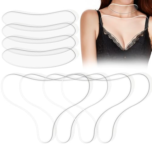 ziyue 8 Pack Silicone Chest Wrinkle Pad, Reusable Anti Wrinkle Chest Patches for Overnight & Side Sleeping Including 4 Pcs Silicone Neck Patches for Wrinkles