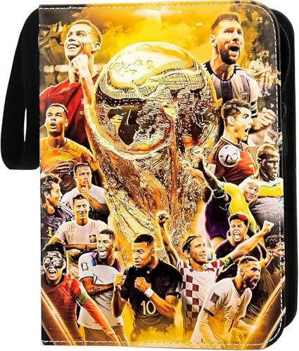 Fußball Star Sammelkartenalbum, 400 Karten Kapazität, 50 Seiten mit 4 Taschen pro Seite