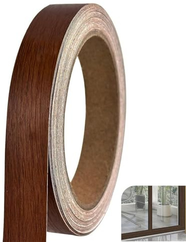 Melamine Edging Tape 18mm x 10m Roll | Self-Adhesive & No-Iron Edge Banding | Pre-Glued Furniture Repair Tape for Kitchen Cabinets,Worktops,Desks,Wardrobes | DIY Wood Restoration (Tea brown)