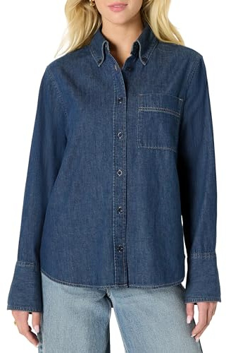 Amazon Essentials Women's Oversized Denim Button-Down Shirt
