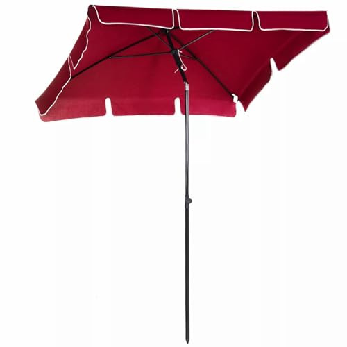 Parasol de Jardin rectangulaire 200 x 130 cm avec Bouton-Poussoir inclinable, Protection UV 50+, mât en Aluminium, pour Balcon, terrasse et Plage