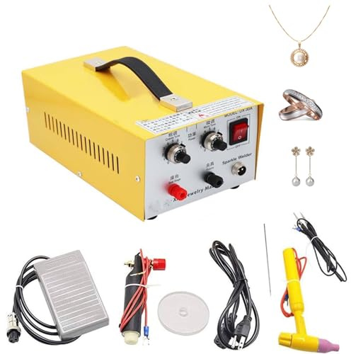 IYUESQ Saldatrice a Punti per Gioielli 30A 200W, saldatrice a impulsi, Kit di Strumenti per Saldatura Fai da Te, Orecchini, collane in Oro e Argento, Strumento per Gioielli