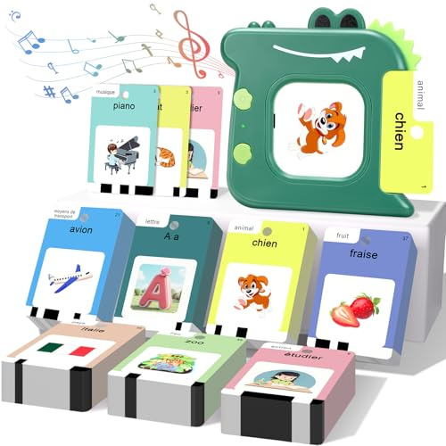420 Cartes Éducatives Parlantes, Jeu de Cartes Flash Montessori Français, Jeux Educatif Pédagogique avec Sons pour Jouet Enfants 3-6 Ans, pour Apprentissage Préscolaire 10 FR Chansons