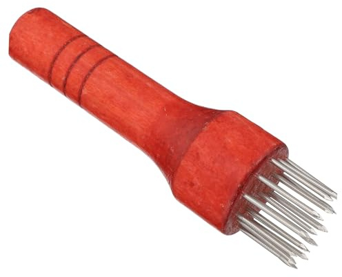 BIUDECO Ablandador de Carne de Acero Inoxidable con Mango de Madera Rojo Puntas para Filetes Tiernos y Cocción Rápida Herramienta Profesional para Carnes y Parrillas
