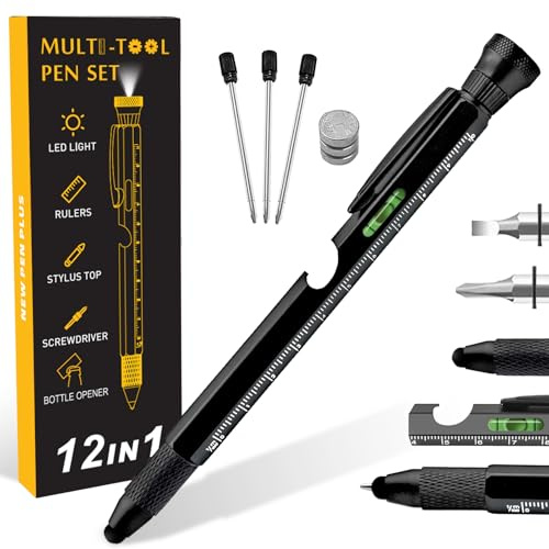 Zynxel Cadeau Homme Noel, Stylo Multifonction 12 en 1, Idee Présent Rigolo Homme, Cadeau Fete des Peres et Anniversaire, Gadgets Insolite Utile pour Papa