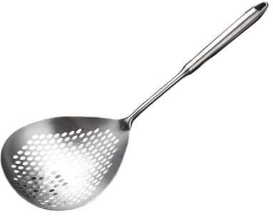 BUBEFSKD Mestolo con Filtro in Acciaio Inossidabile per Brodo Vegetale Manico Ergonomico Schiumarola Mestolo con Filtro A Fessura per Uso Domestico Resistente Calore