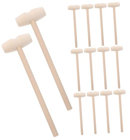 VICASKY 30pcs Mini Wooden Mallet Hammer Cracking Tool Toy for Boys and Girls Small Hands Festival Activity Wooden Mini Hammer