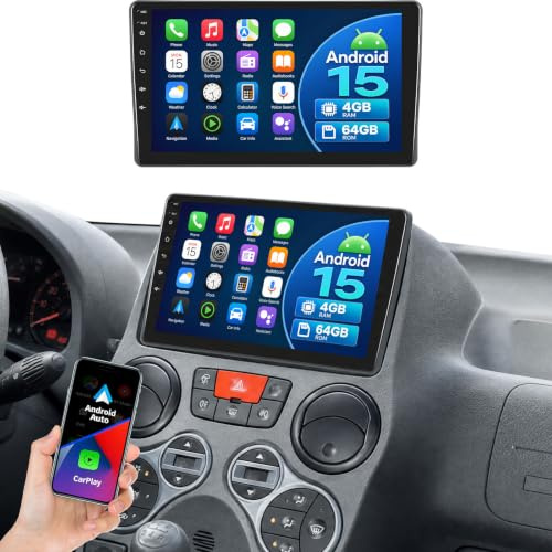 OiLiehu 4G+64G 8 Core Qualcomm Snapdragon Android 15 Autoradio per Fiat Panda 2003-2012 CarPlay Android Auto 9'' Autoradio con Schermo con Bluetooth FM RDS GPS WiFi SWC DSP