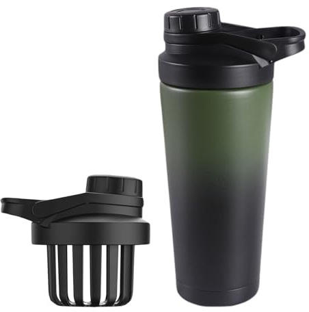Sightday 750ML Thermo Protein Shaker Edelstahl,Shaker Mit Sieb,Doppellagiger Edelstahl,Vakuumisoliert,BPA-frei und robust,Auslaufsicherer Eiweiß Shakers Für Sport,Fitness,Büro,Zuhause(Grün)