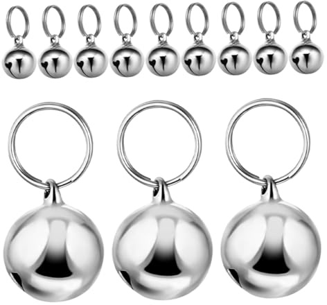 DIYEAH 12 Pezzi Campanellini per Collari Cani e Gatti in Metallo Argento Leggeri e Resistenti Ciondoli per attività All'aperto e Giochi Indoor